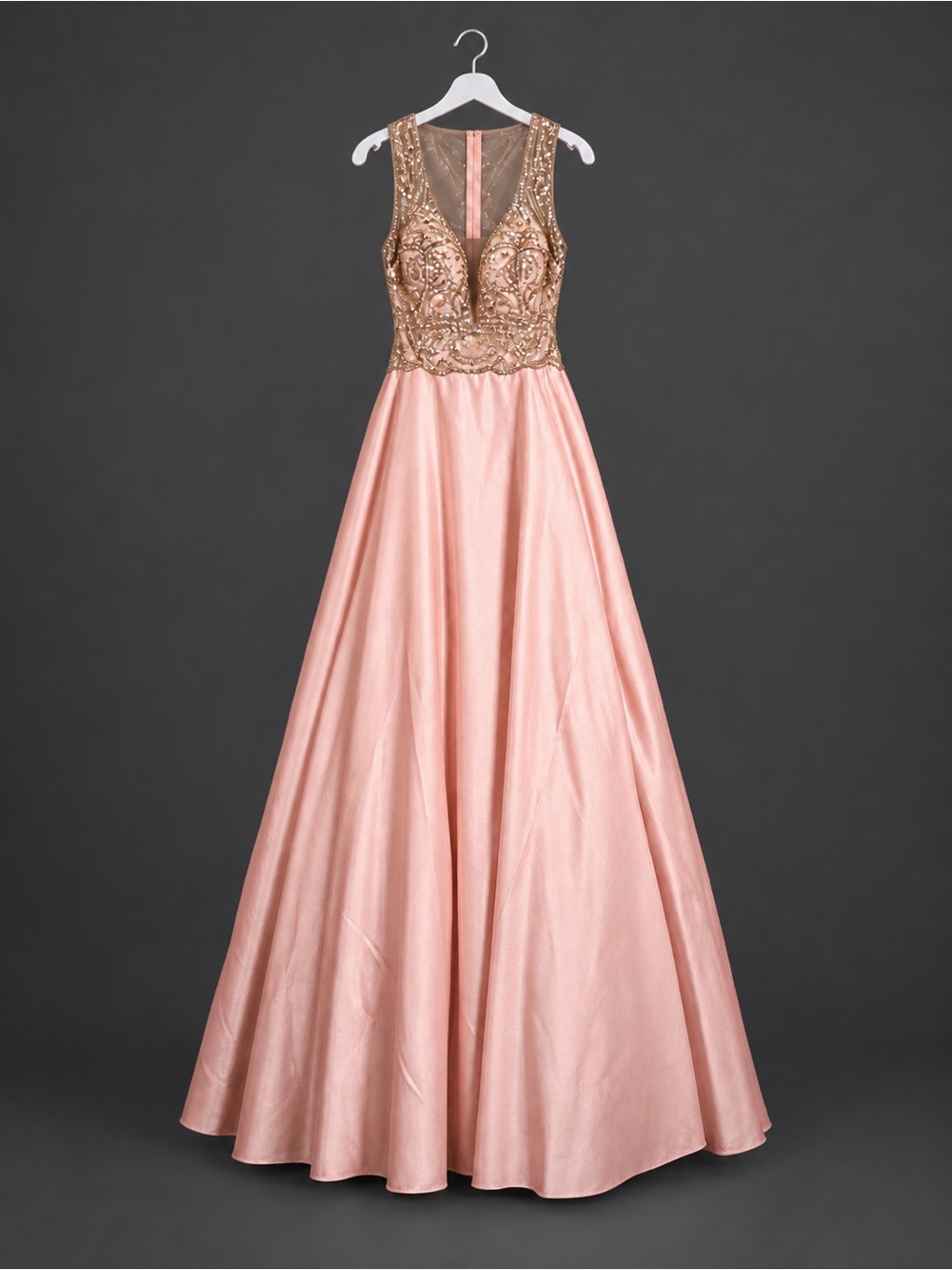 Aspeed Rose Pink Ball Gown with Gold Beaded Bodice